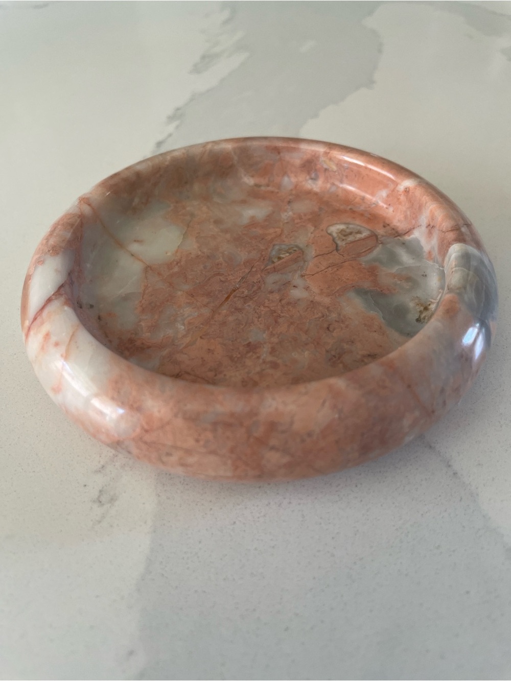 Handcrafted Taupe/Grey  Marble Trinket Dish - Women Jewelry Accent